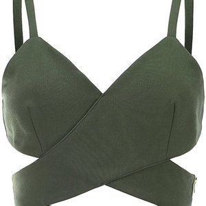 Choies Women's Cut Out Cross Spaghetti Strap Cropped Top Medium (NEW NO TAG)